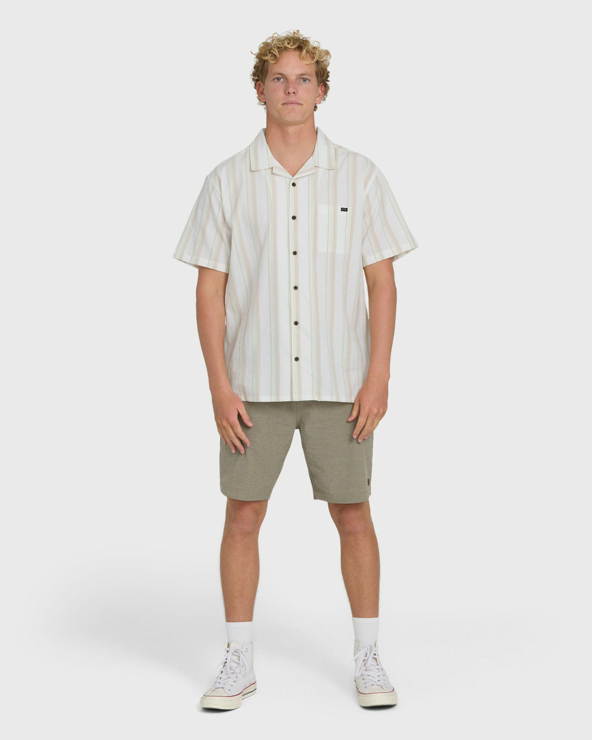 Billabong Men's Victoria Vacay Short Sleeve Woven Shirt - White Sand
