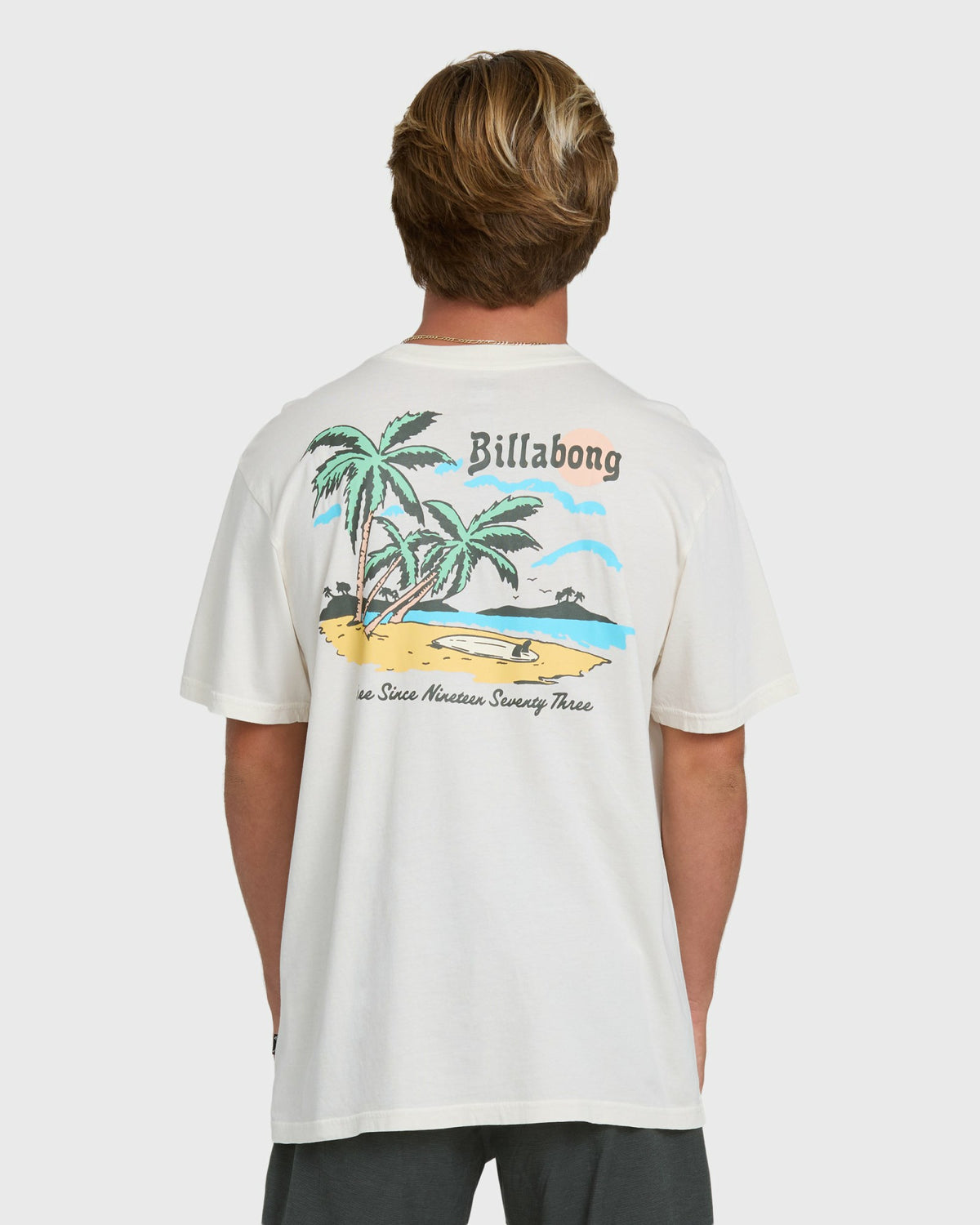 Billabong Men's Loner Wave Washed Premium Short Sleeve Knit T-Shirt - Off White
