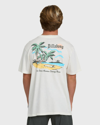 Billabong Men's Loner Wave Washed Premium Short Sleeve Knit T-Shirt - Off White