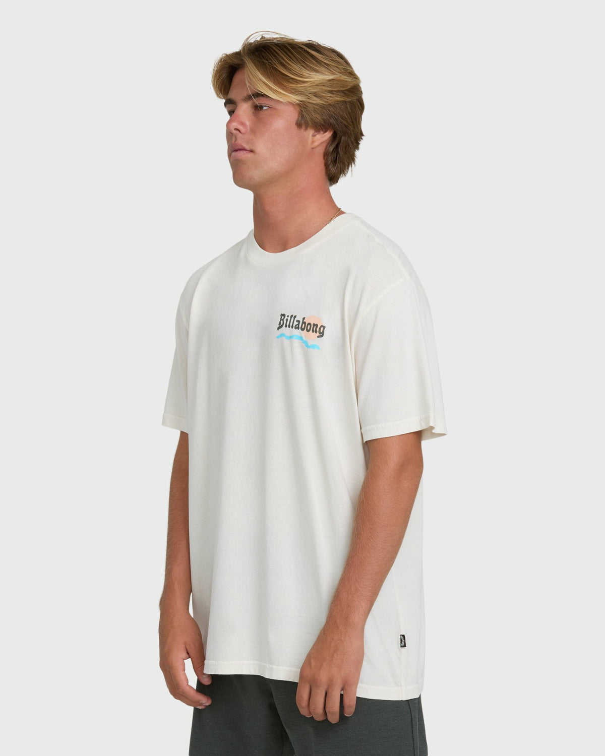Billabong Men's Loner Wave Washed Premium Short Sleeve Knit T-Shirt - Off White