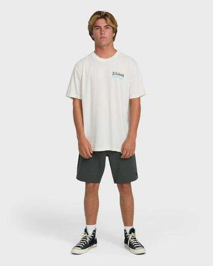 Billabong Men's Loner Wave Washed Premium Short Sleeve Knit T-Shirt - Off White