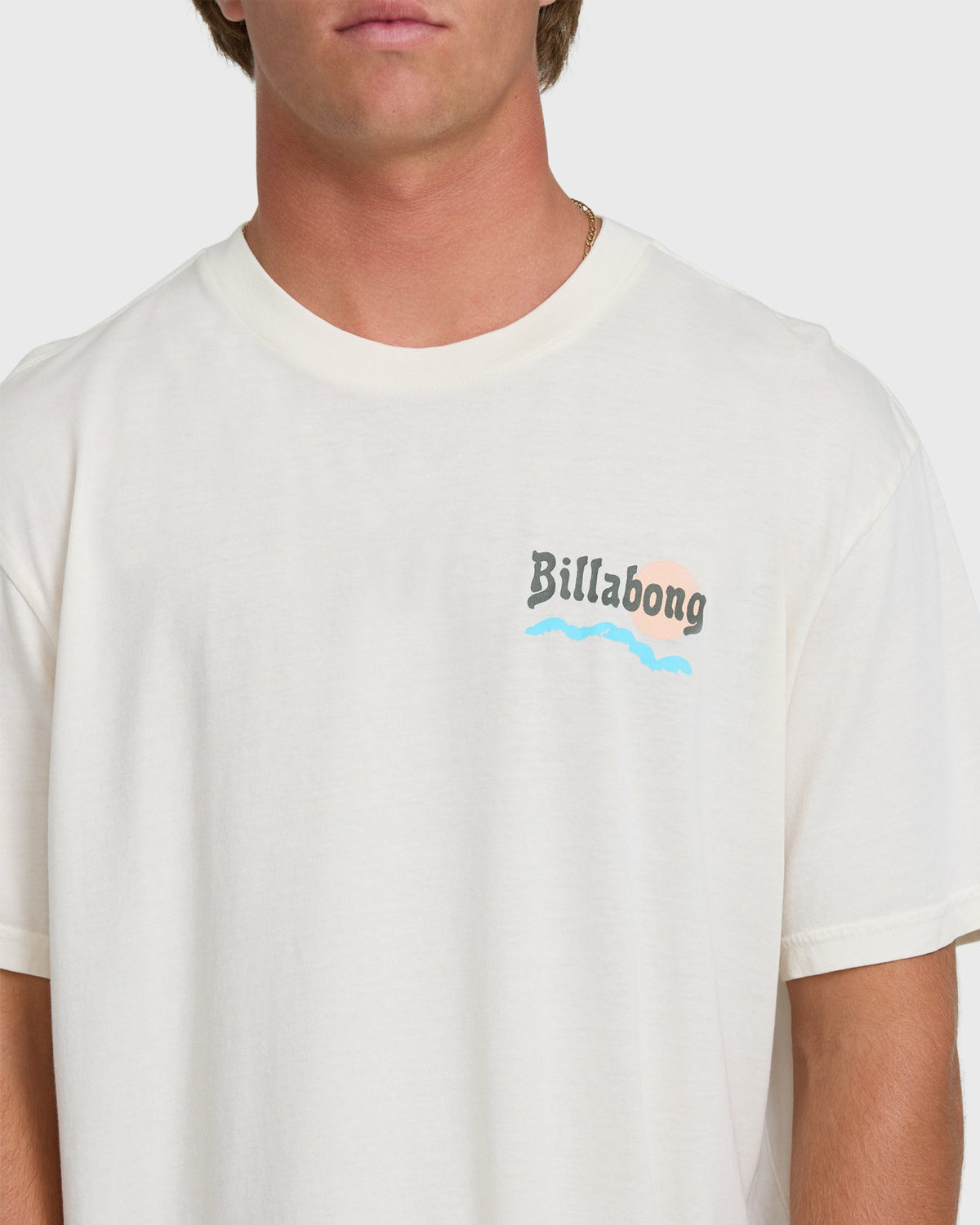 Billabong Men's Loner Wave Washed Premium Short Sleeve Knit T-Shirt - Off White