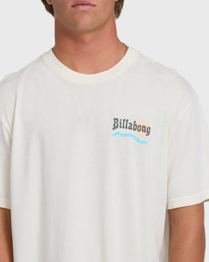 Billabong Men's Loner Wave Washed Premium Short Sleeve Knit T-Shirt - Off White