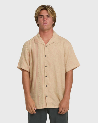 Billabong Men's Garage Nashua Jacquard Short Sleeve Woven Shirt - Oatmeal