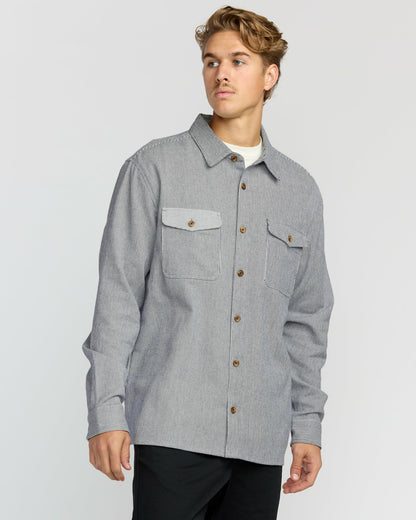 Billabong Men's Austin Garage Long Sleeve Shirt - Stone Blue
