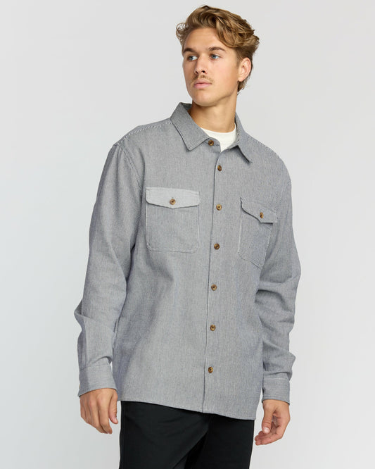 Billabong Men's Austin Garage Long Sleeve Shirt - Stone Blue