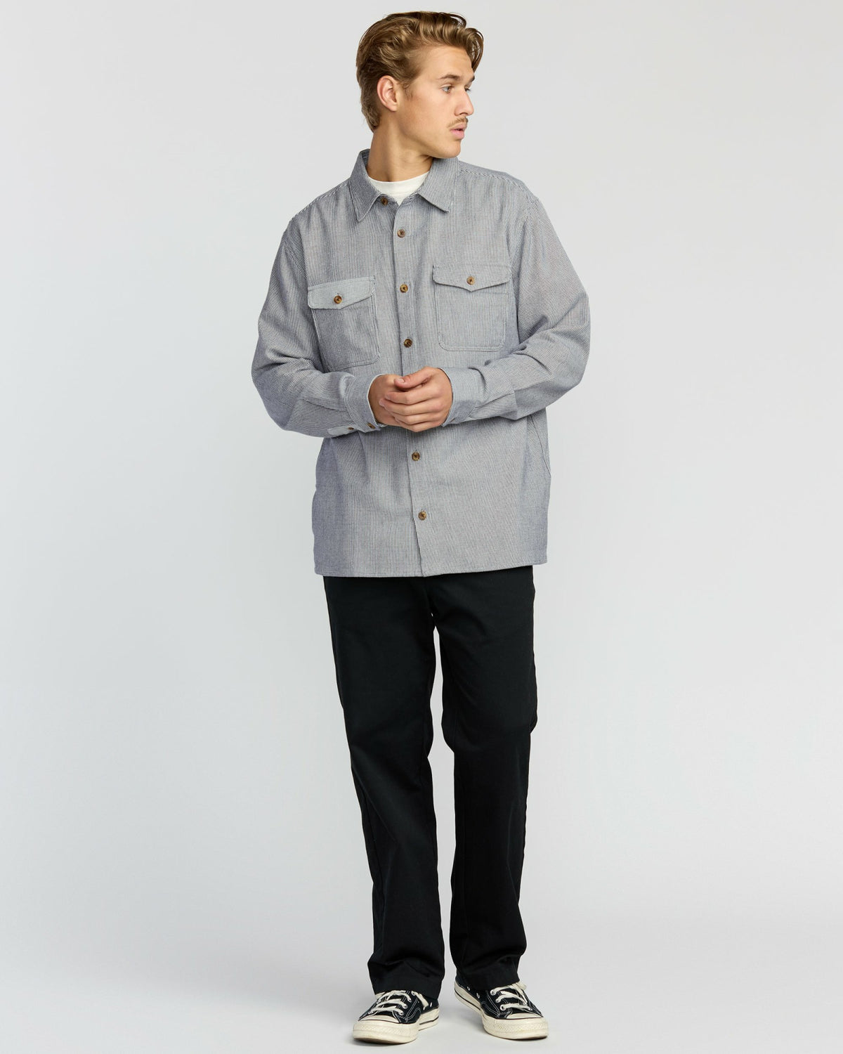Billabong Men's Austin Garage Long Sleeve Shirt - Stone Blue