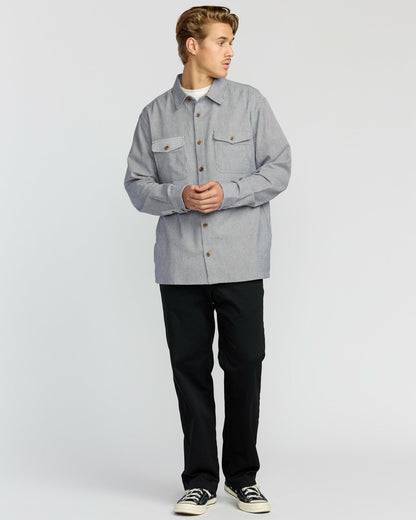 Billabong Men's Austin Garage Long Sleeve Shirt - Stone Blue