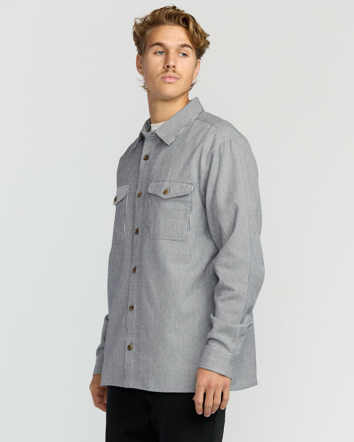 Billabong Men's Austin Garage Long Sleeve Shirt - Stone Blue