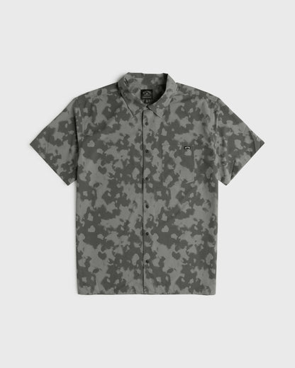 Billabong Men's Adventure Division Surftrek Perforated Short Sleeve Woven Shirt - Black
