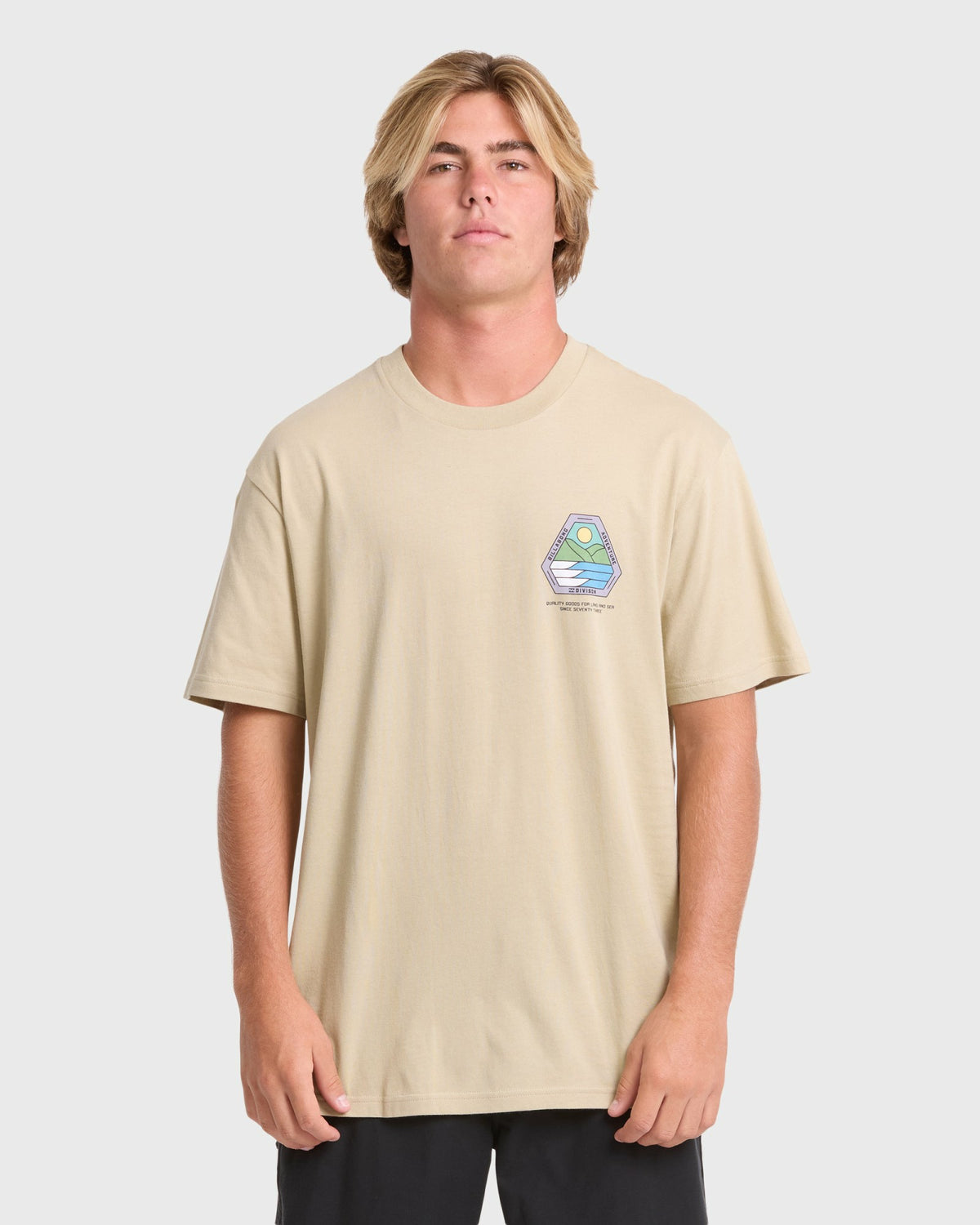 Billabong Men's A\/Div Rockies Premium Short Sleeve Knit T-Shirt - Sand Khaki