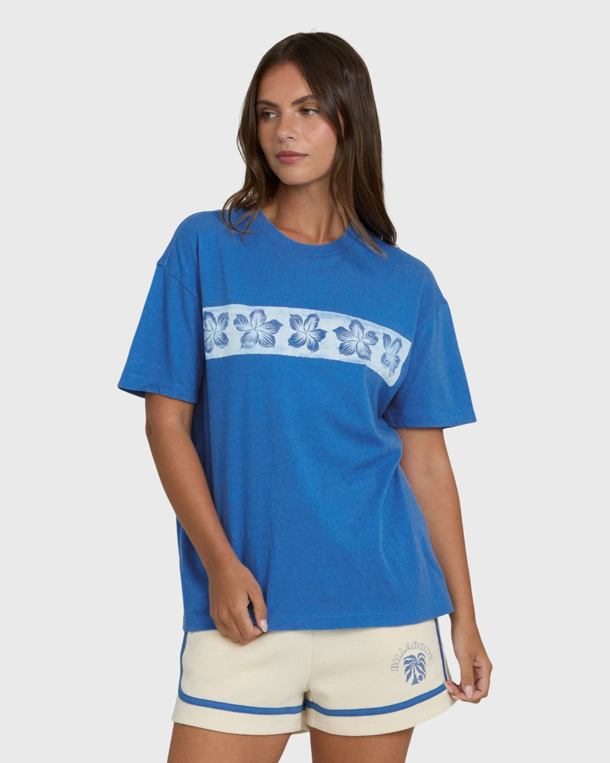 Billabong Women's Somewhere Close Short Sleeve Knit T-Shirt - True Blue