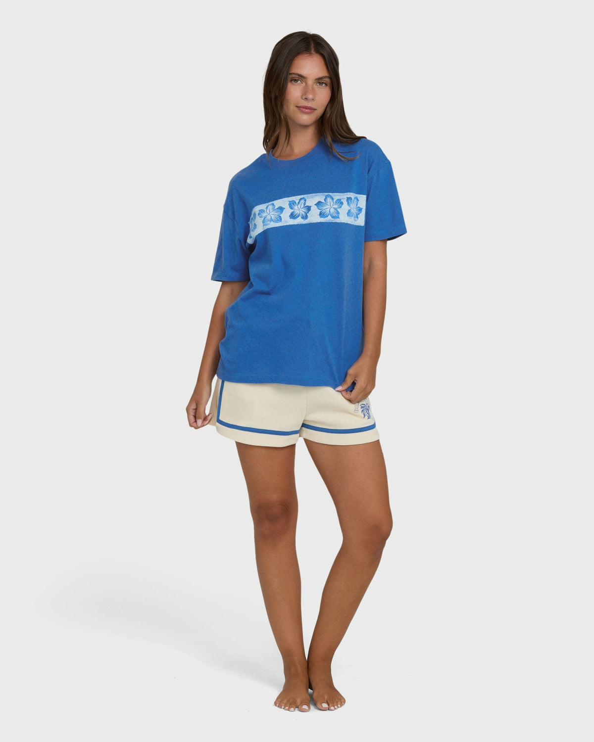 Billabong Women's Somewhere Close Short Sleeve Knit T-Shirt - True Blue