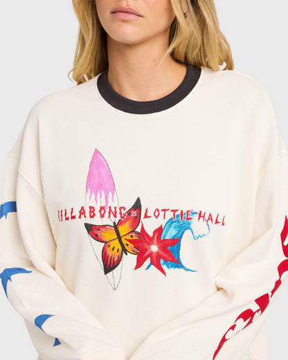 Billabong Women's Lottie Hall Crewneck Sweatshirt - Salt Crystal