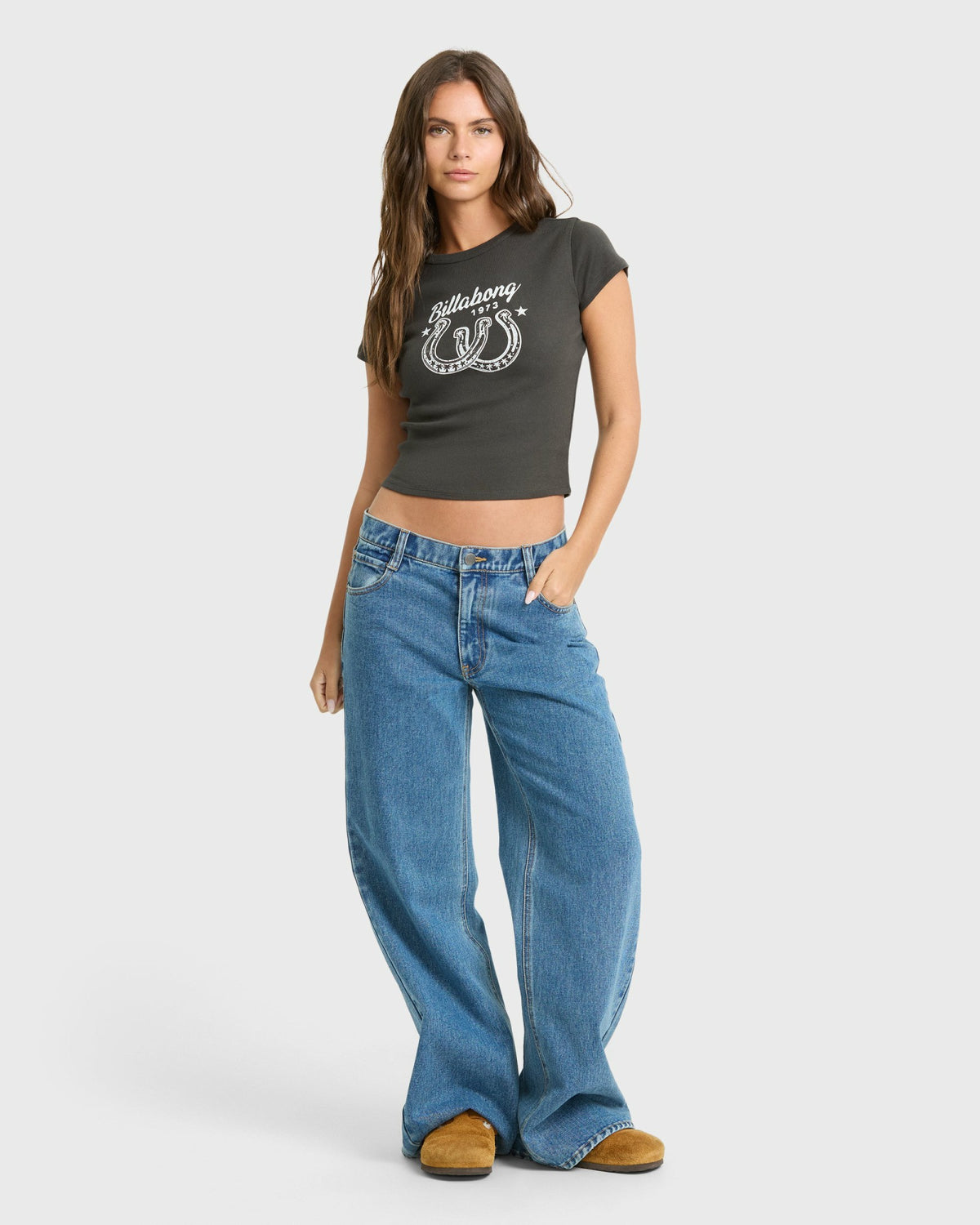 Billabong Women's Suns Up Now Short Sleeve Cotton T-Shirt - Off Black