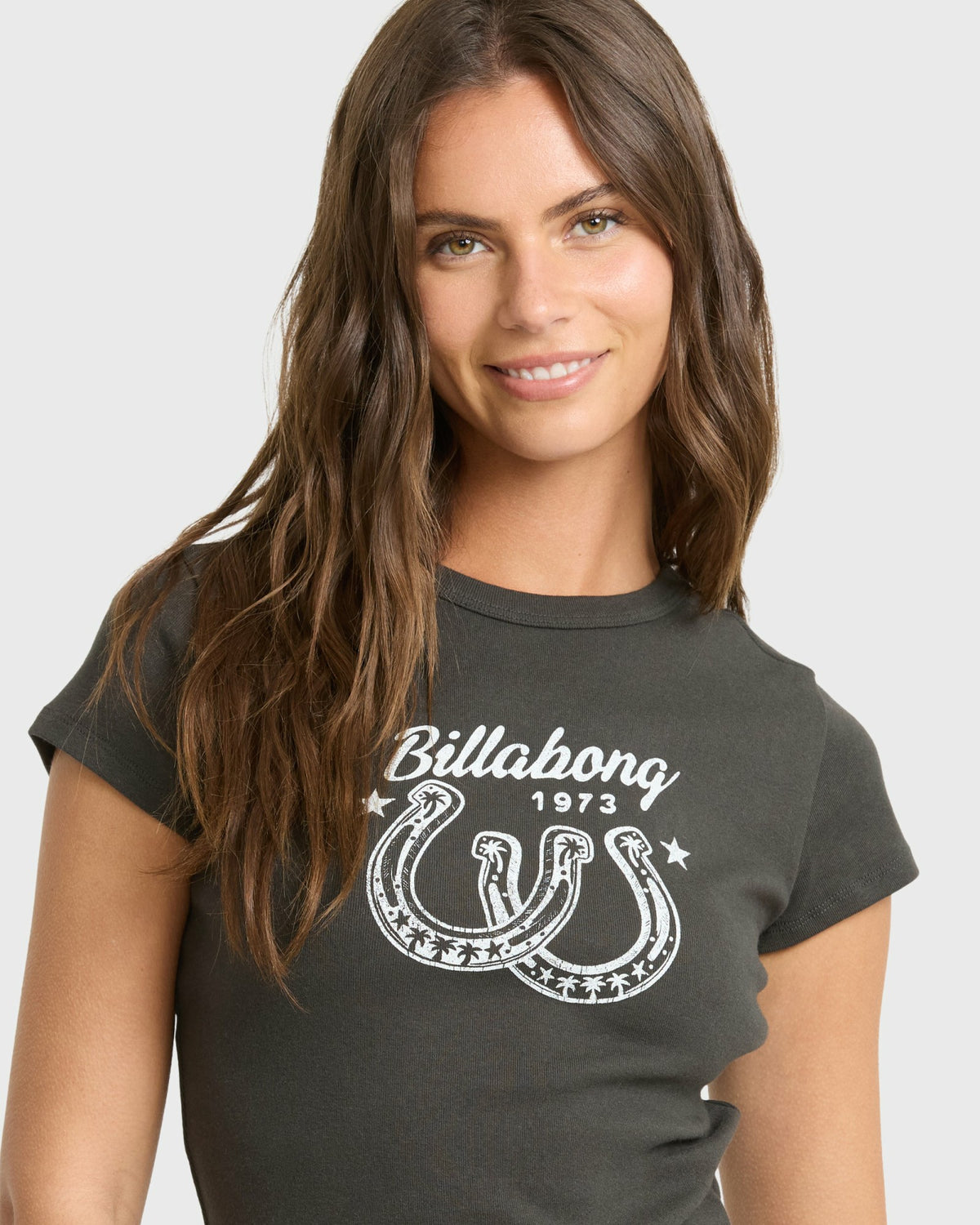 Billabong Women's Suns Up Now Short Sleeve Cotton T-Shirt - Off Black