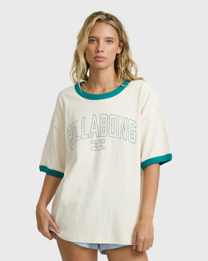 Billabong Women's Go West Ringer Short Sleeve Knit T-Shirt - White Cap