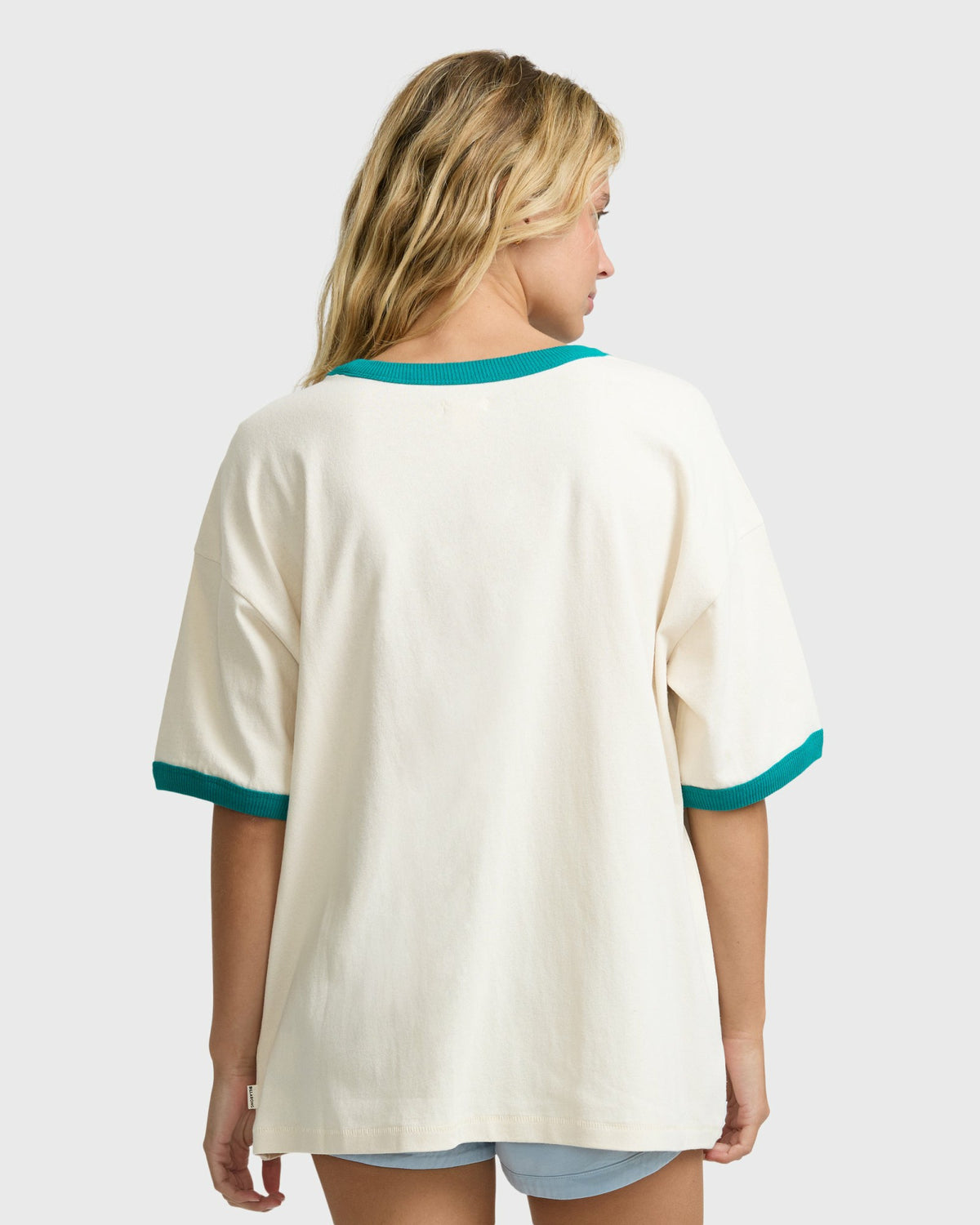 Billabong Women's Go West Ringer Short Sleeve Knit T-Shirt - White Cap