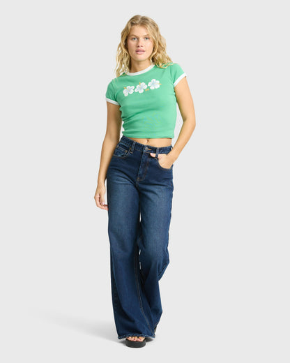 Billabong Women's Love And Sun Short Sleeve Knit T-Shirt - Field Green