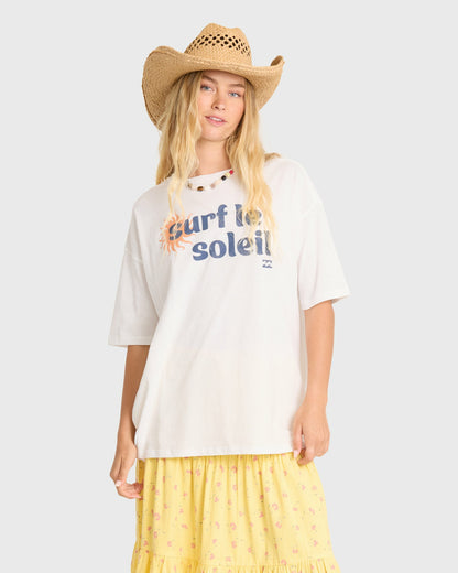 Billabong Women's Surf Le Soleil Short Sleeve Cotton T-Shirt - Salt Crystal