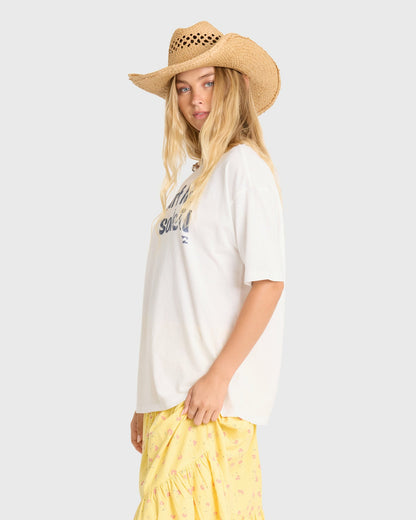 Billabong Women's Surf Le Soleil Short Sleeve Cotton T-Shirt - Salt Crystal