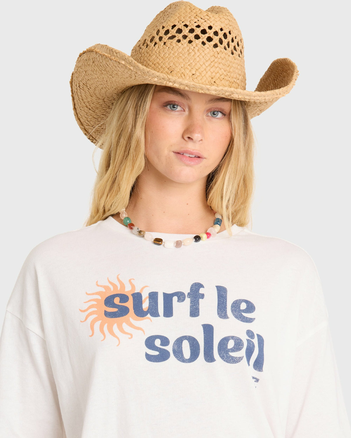 Billabong Women's Surf Le Soleil Short Sleeve Cotton T-Shirt - Salt Crystal
