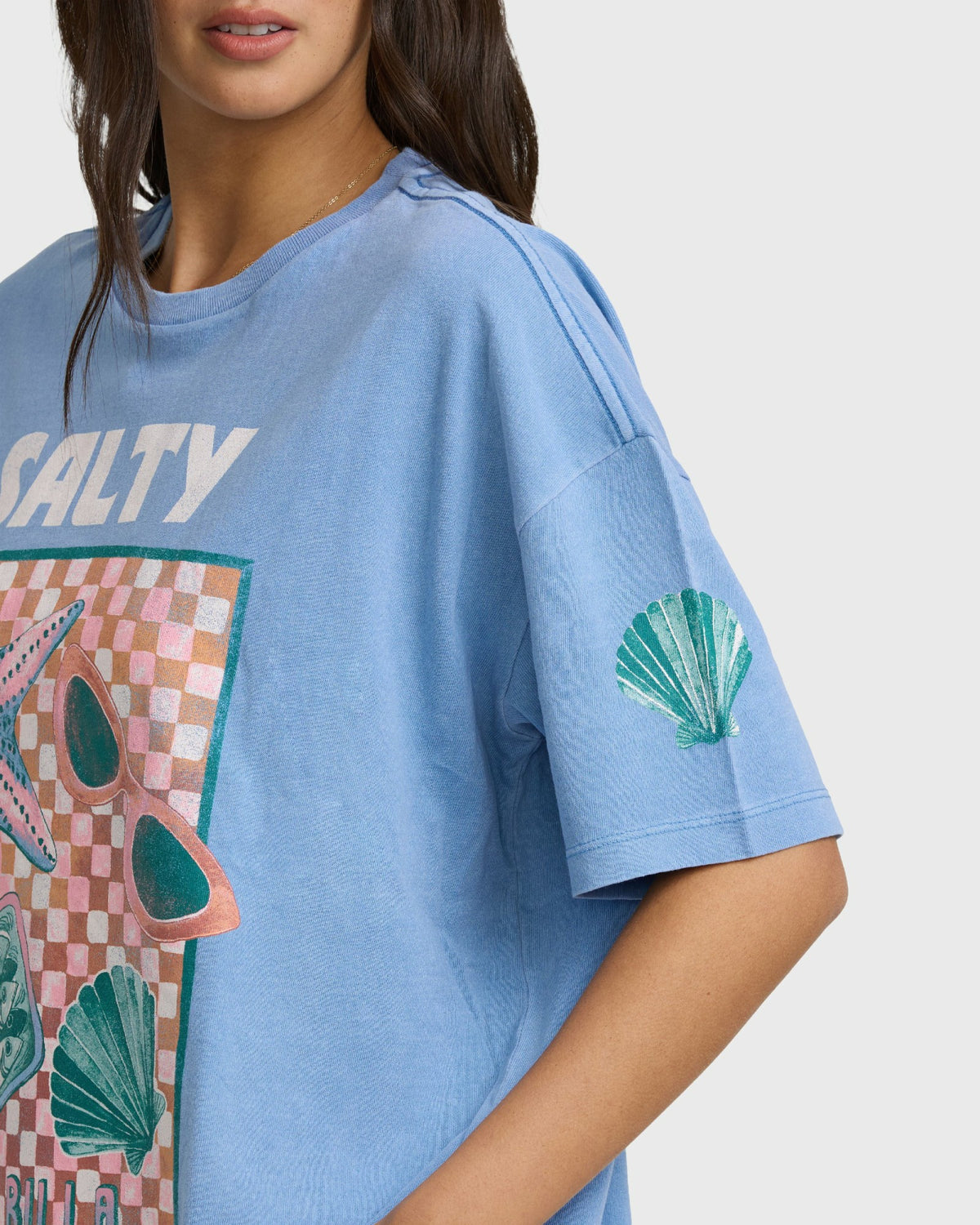 Billabong Women's Salty Life Short Sleeve Cotton Graphic T-Shirt - Blue Horizon