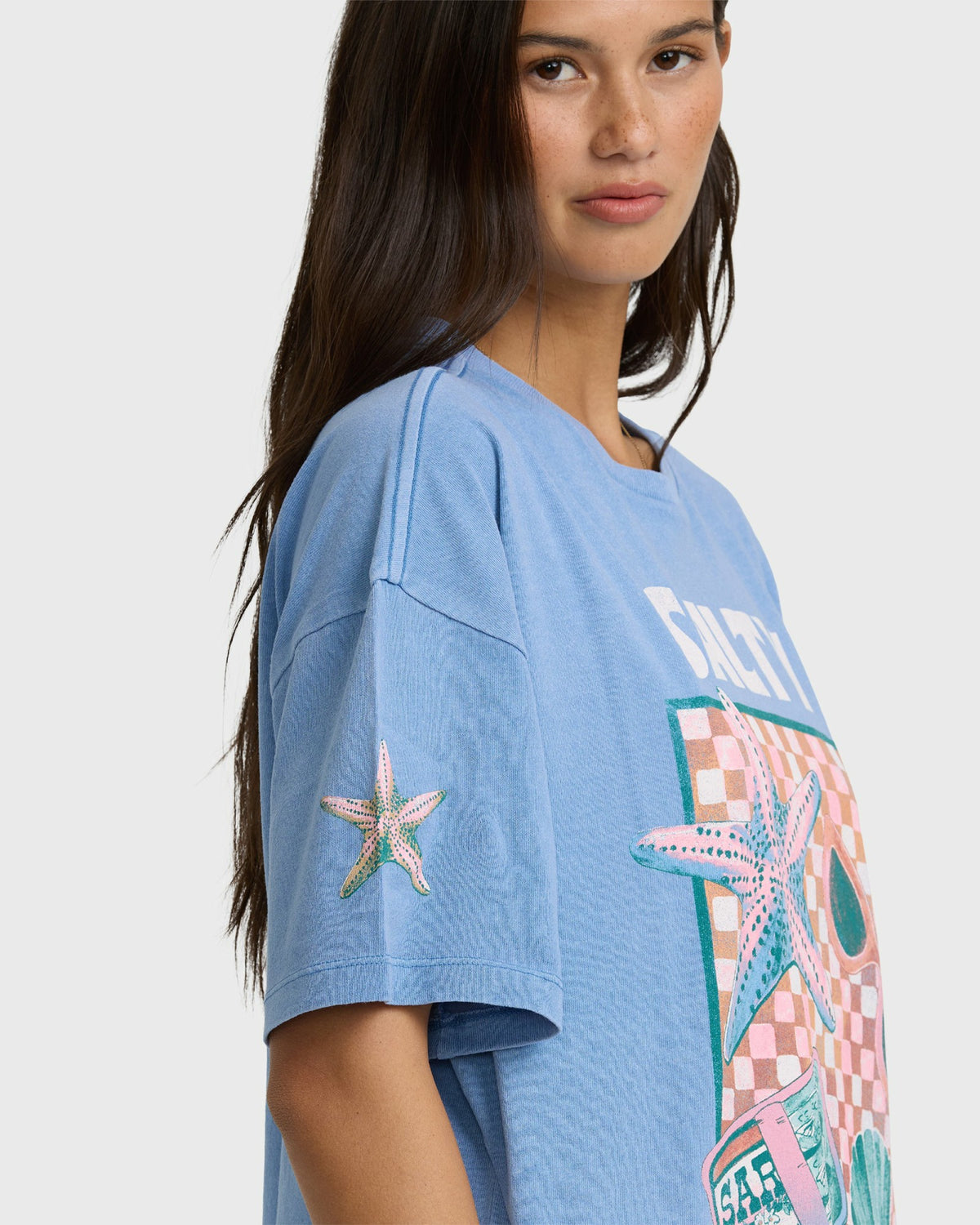 Billabong Women's Salty Life Short Sleeve Cotton Graphic T-Shirt - Blue Horizon