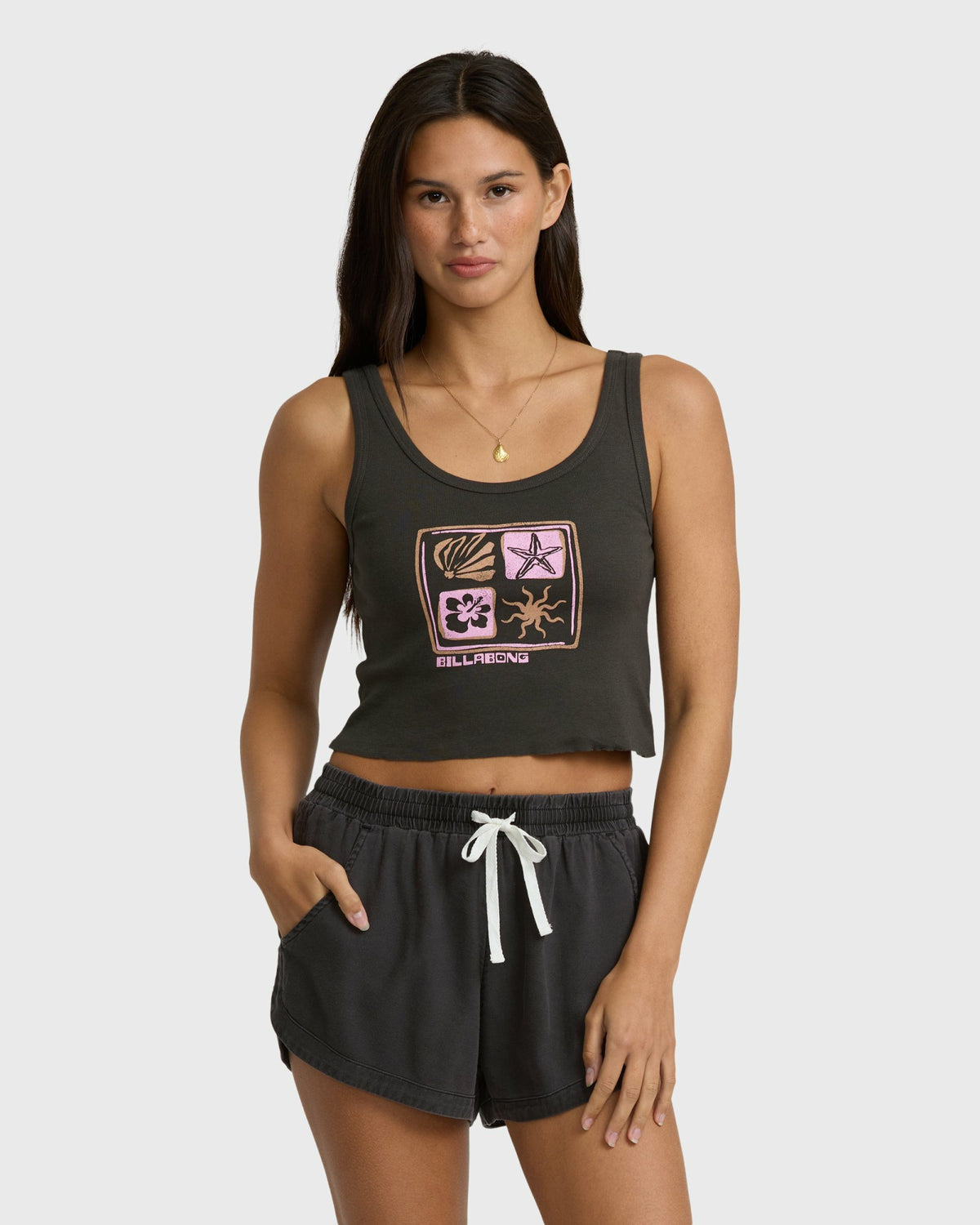 Billabong Women's Day Tripping Goddess Tank Top - Off Black