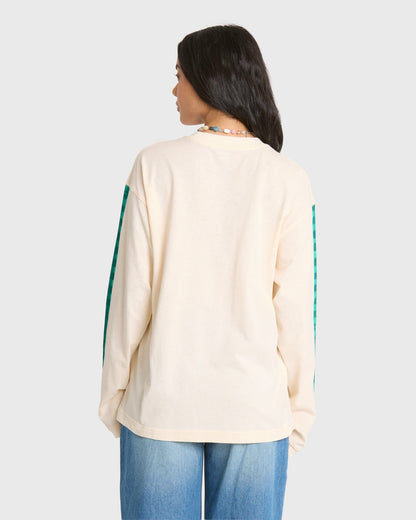 Billabong Women's On Vacay Long Sleeve Cotton T-Shirt - White Cap