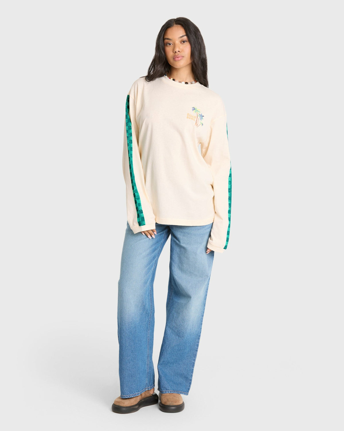 Billabong Women's On Vacay Long Sleeve Cotton T-Shirt - White Cap