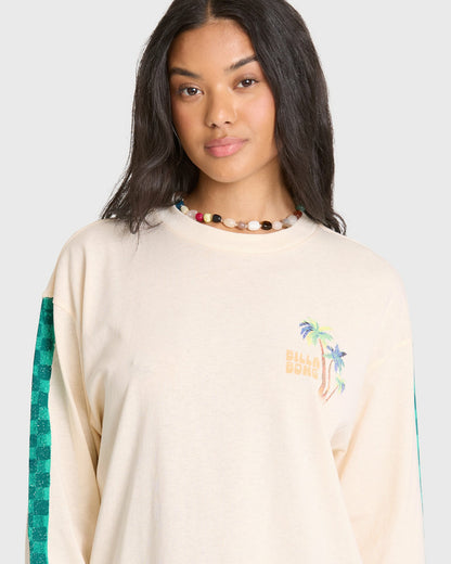 Billabong Women's On Vacay Long Sleeve Cotton T-Shirt - White Cap