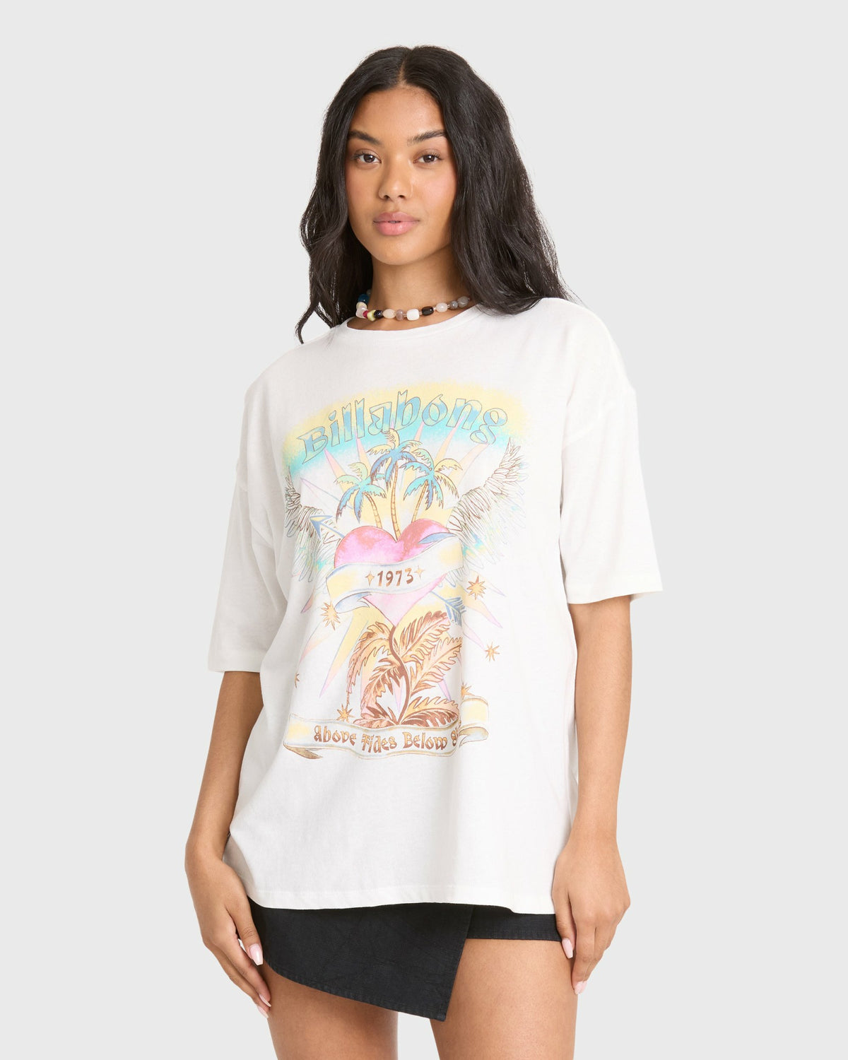 Billabong Women's Pour Your Heart Short Sleeve Jersey T-Shirt - Salt Crystal