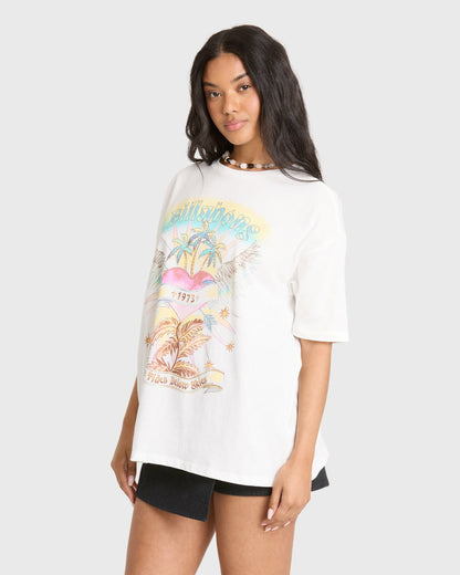 Billabong Women's Pour Your Heart Short Sleeve Jersey T-Shirt - Salt Crystal