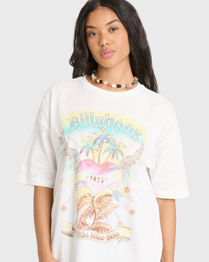 Billabong Women's Pour Your Heart Short Sleeve Jersey T-Shirt - Salt Crystal