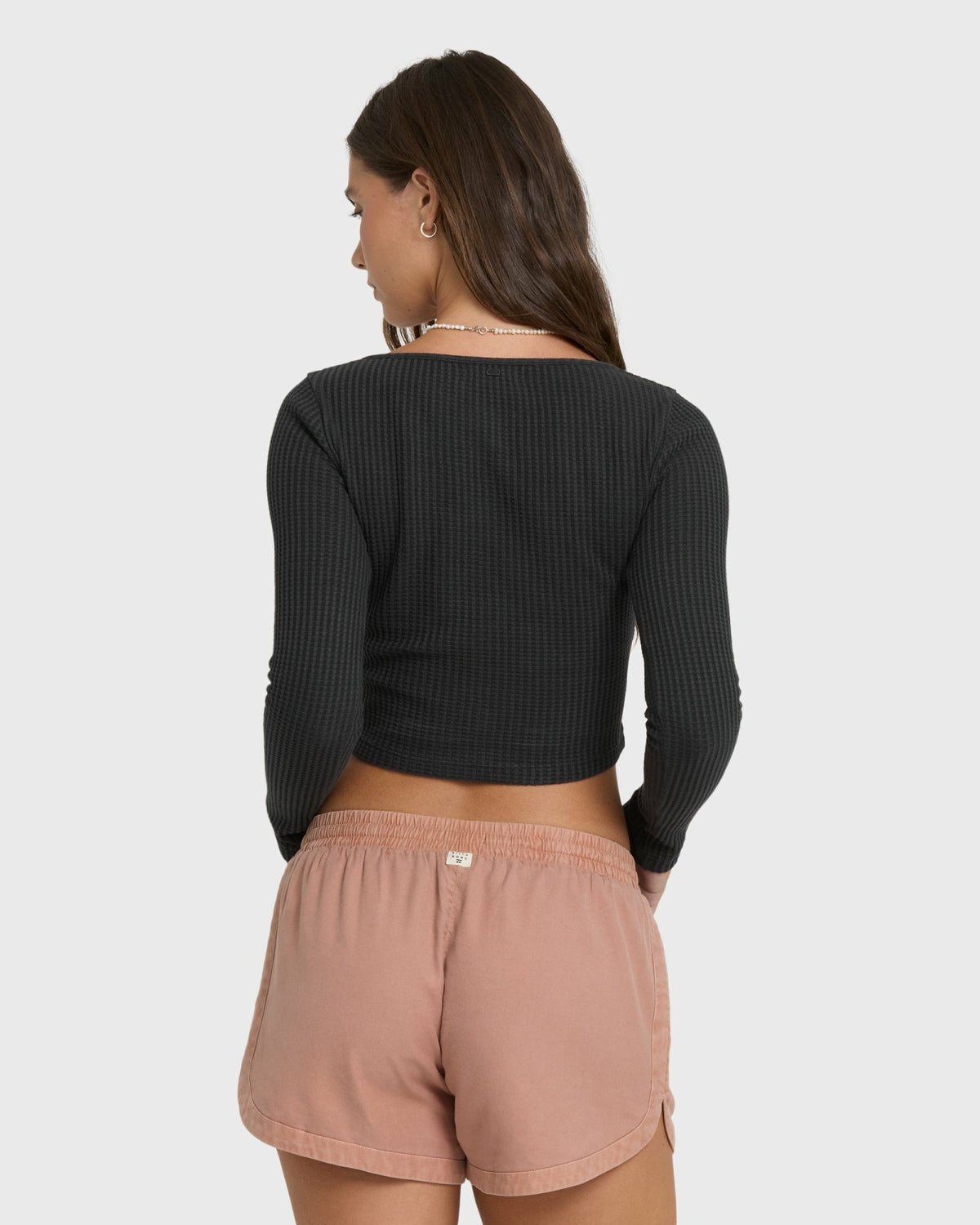 Billabong Women's Paxton Long Sleeve Cotton Knit Top - Black Sands