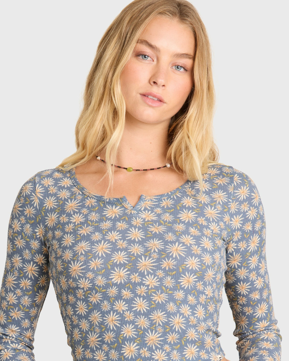 Billabong Women's Reese Long Sleeve Thermal Shirt - Blue Smoke