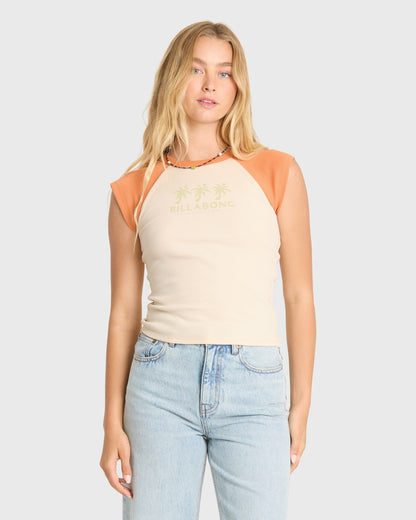 Billabong Women's Sea Friends Short Sleeve Knit Raglan T-Shirt - Amber