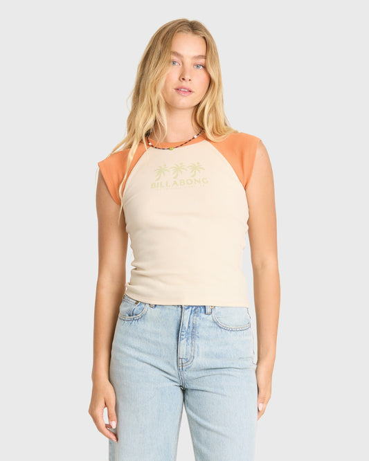 Billabong Women's Sea Friends Short Sleeve Knit Raglan T-Shirt - Amber