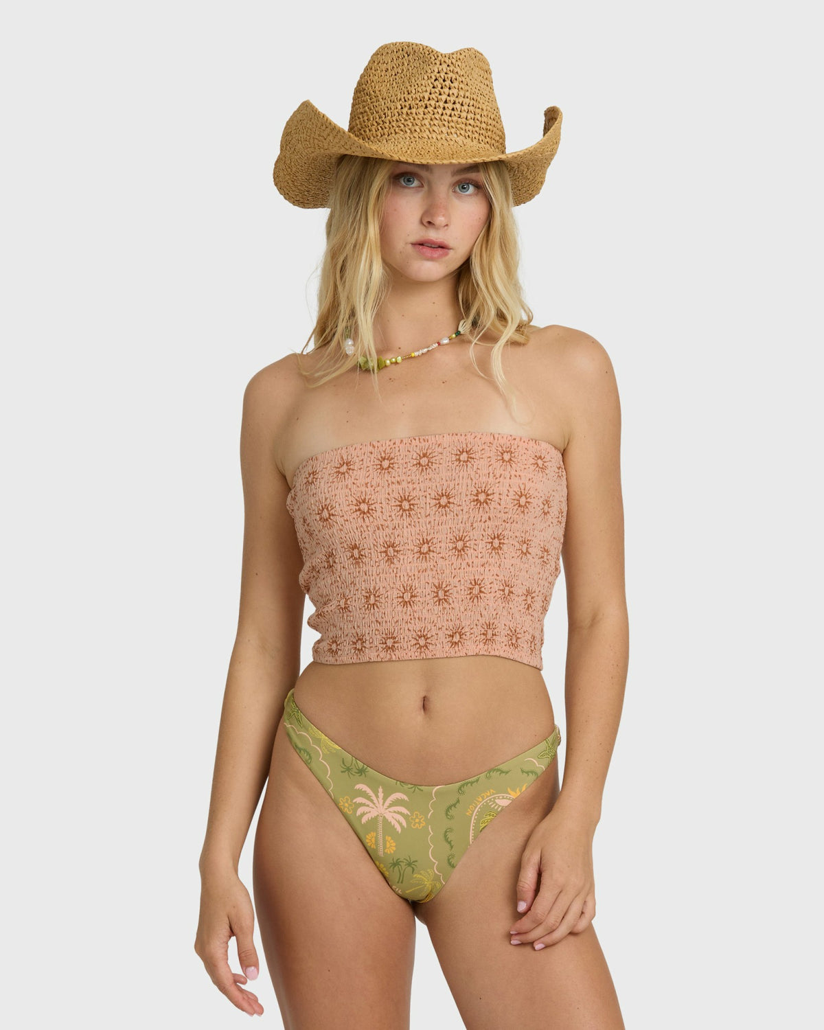 Billabong Women's Keep It Simple 2 Tube Print Tube Top - Light Peach