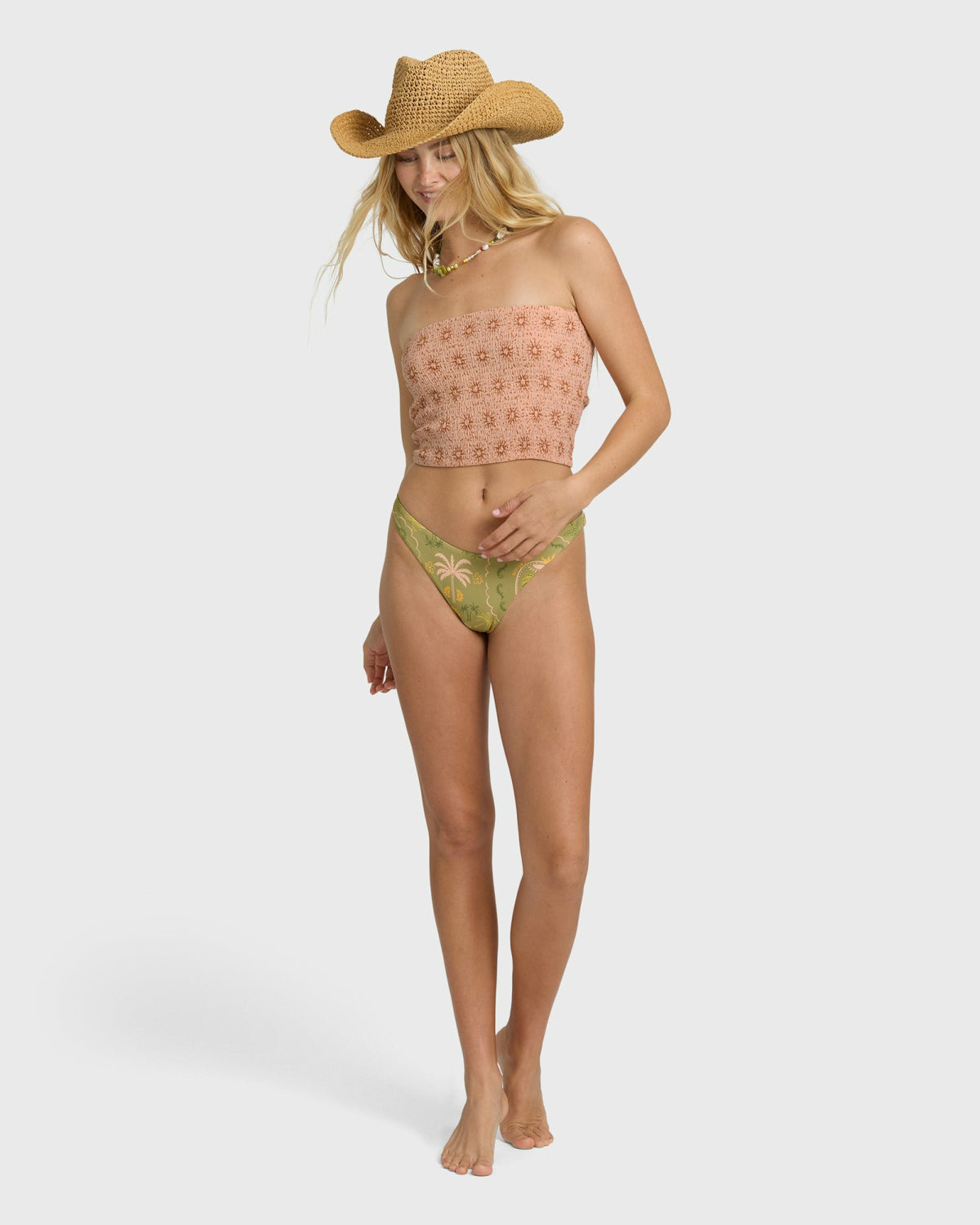 Billabong Women's Keep It Simple 2 Tube Print Tube Top - Light Peach
