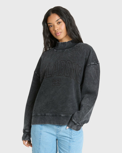Billabong Women's Sun Washed Mock Neck Sweatshirt - Black Sands