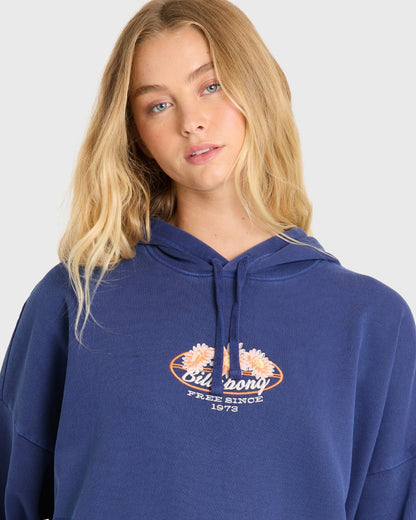 Billabong Women's Find Paradise Palm Pullover Hoodie - True Navy