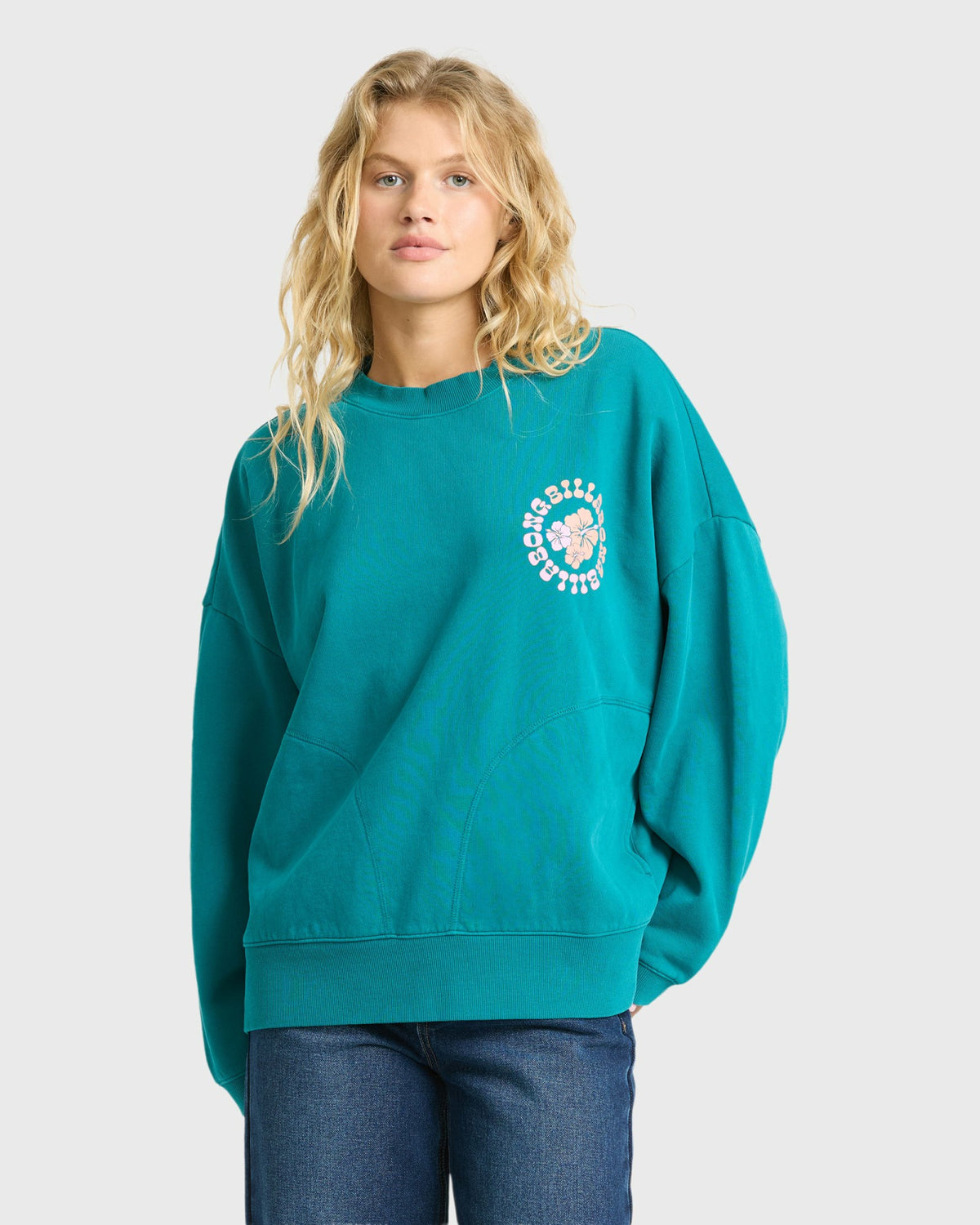 Billabong Women's Pinky Keen Palm Crewneck Sweatshirt - Deep Lagoon