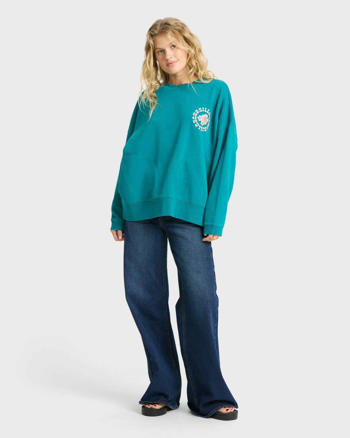 Billabong Women's Pinky Keen Palm Crewneck Sweatshirt - Deep Lagoon