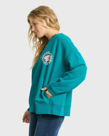 Billabong Women's Pinky Keen Palm Crewneck Sweatshirt - Deep Lagoon