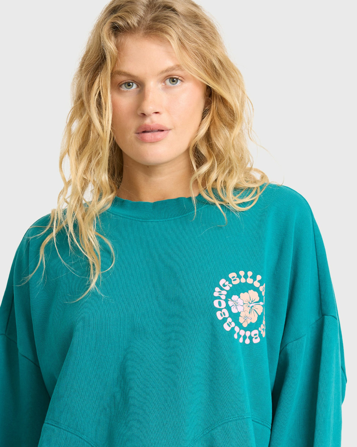 Billabong Women's Pinky Keen Palm Crewneck Sweatshirt - Deep Lagoon