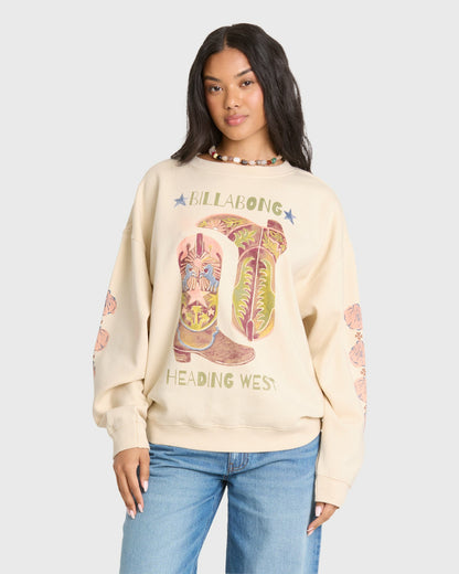Billabong Women's Ride In Crewneck Sweatshirt - White Cap