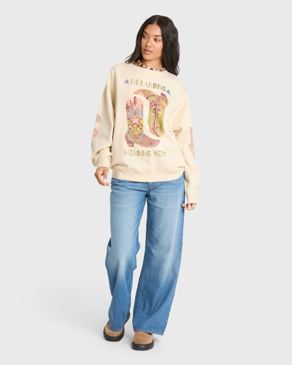 Billabong Women's Ride In Crewneck Sweatshirt - White Cap