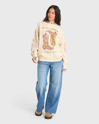 Billabong Women's Ride In Crewneck Sweatshirt - White Cap